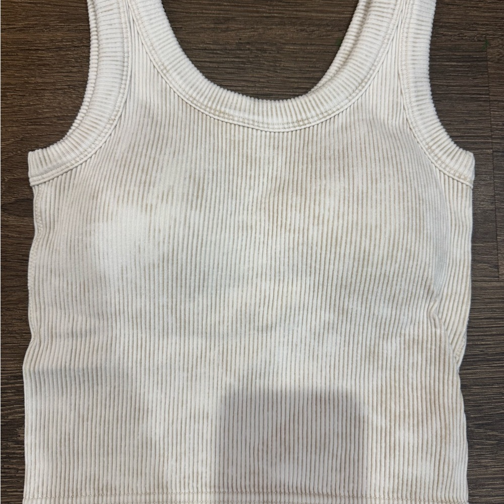 Zenana Outfitters Beige Ribbed Tank Top